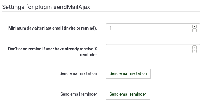 sendMailAjax settings by survey (2.5X)