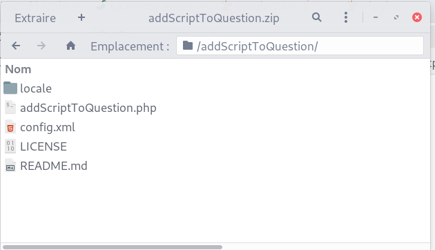 Plugin zip file : addScriptToQuestion example